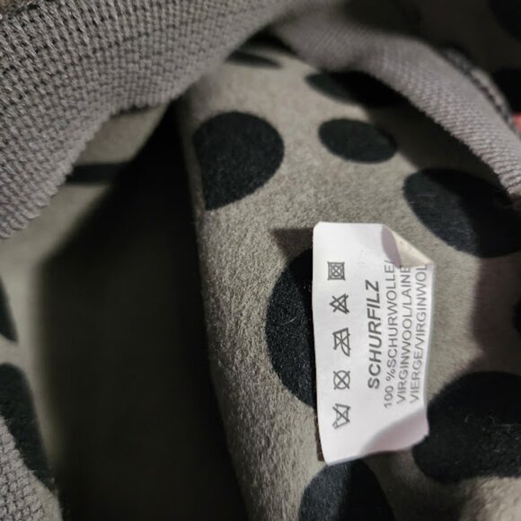 ELLEN PAULSSEN 100% wool Germany polkadot fedora hat grey purple - Picture 7 of 8